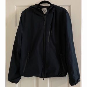 Zara Navy Blue Hooded Zip Up Windbreaker Jacket